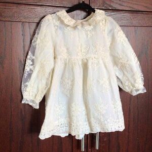 Zara Ivory Floral Kids Blouse Size 3T